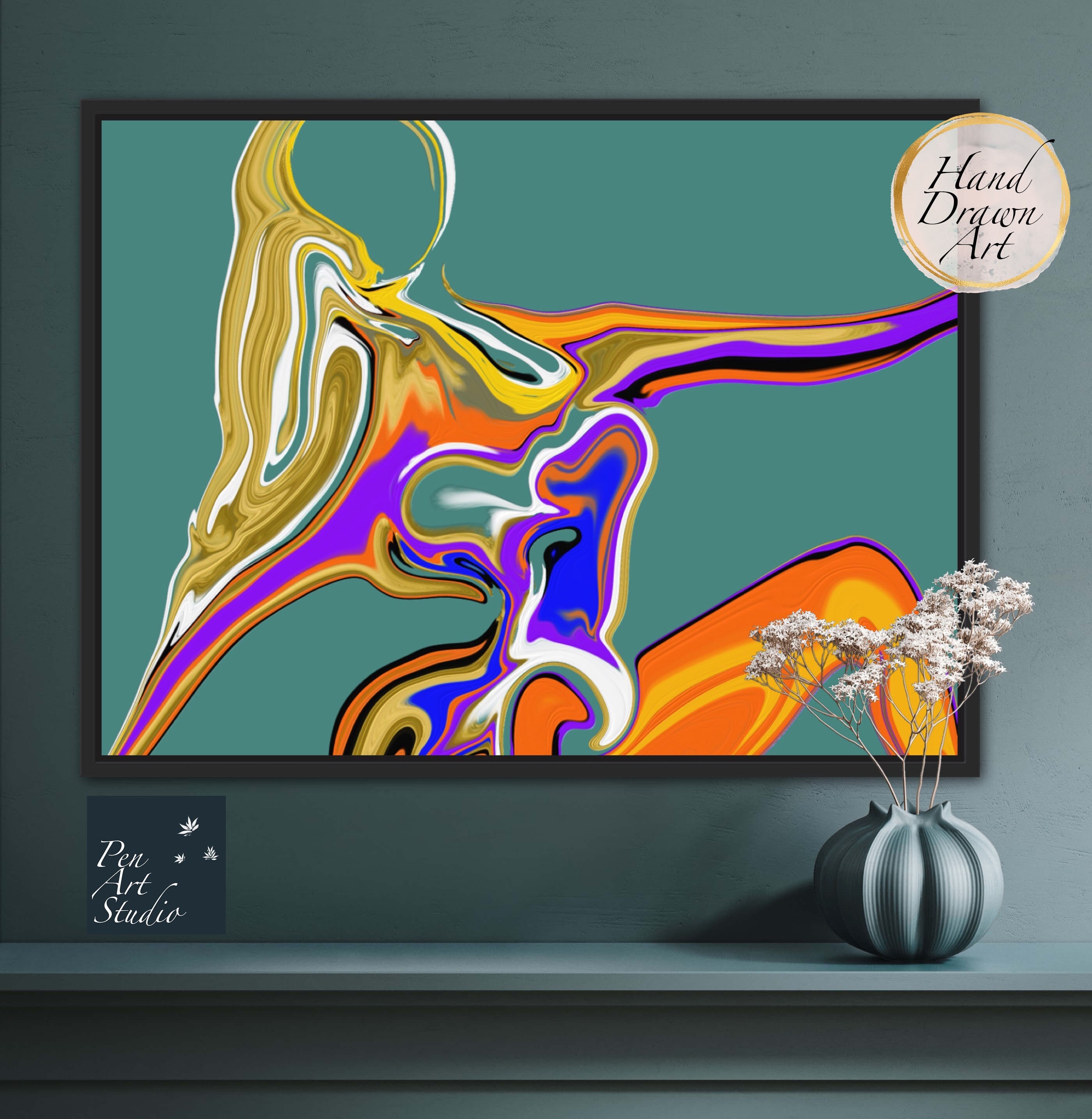 Sexy Nude Female Body Line Drawing Wall Art, Extra Large Printable