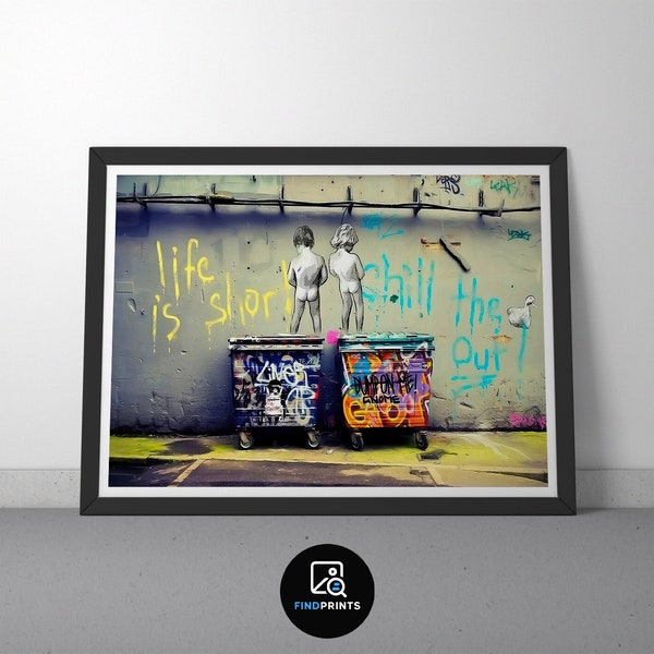 Banksy Printable Wall Art | Life Is Short Chill The Duck Out | Poster Digital Download File | High Resolution | Urban Graffiti Art