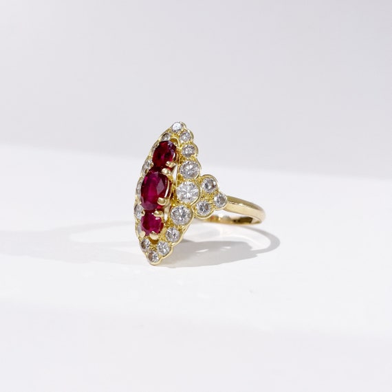 Bague rubis et diamant marquise or, bague diamant… - image 3