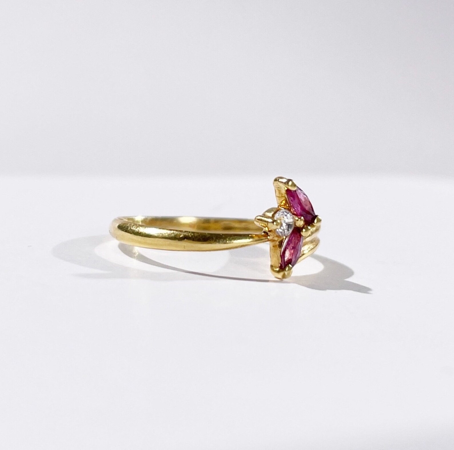 Bague Vintage En Argent 925 Avec Diamant & Rubis - Cadeau Mariage - Taille US 6.75