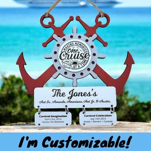Cruise Ship Cabin Door Decor | Cruise Ship Tracker | Double Anchor with Wheel | Custom Cruise Door Decor | Red