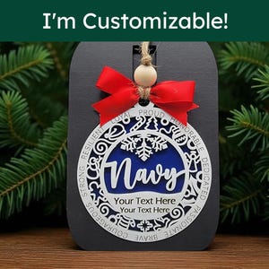 Personalized Navy Christmas Ornament: Military Gift