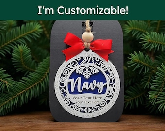 Personalized Navy Christmas Ornament: Military Gift