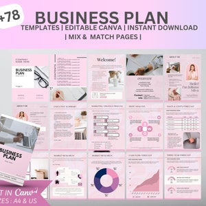 78 Business Planner 2023-2025 Online Business Plan, Editable Business Play,Modern Minimal Business Plan, Canva Template
