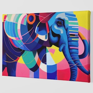Elephant Abstract Colour Canvas Art Print