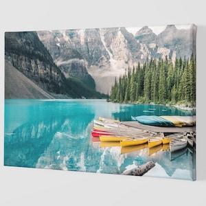 Beautiful Moraine Lake In Banff National Park, Alberta, Canada Canvas Art Print