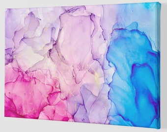 Translucent Alcohol Ink Colours Abstract Multicolored Marble Texture Canvas Art Print