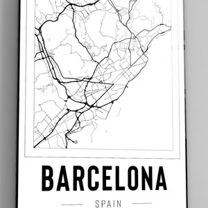 Barcelona Spain City Map With Co Ordinates High Gloss Acrylic Glass Wall Art Ready To Hang