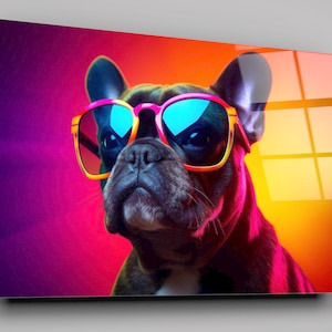 Bulldog Sunglasses High Gloss Acrylic Glass Wall Art Ready To Hang