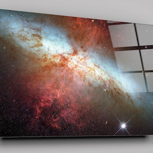 Hubble Monitors Supernova In Nearby Galaxy M82 From NASA High Gloss Acrylic Glass Wall Art Ready To Hang
