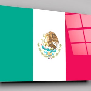 Flag of Mexico High Gloss Acrylic Glass Wall Art Ready To Hang
