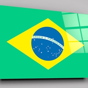 Flag Of Brazil High Gloss Acrylic Glass Wall Art Ready To Hang