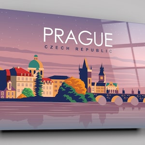 Prague Czech Republic Landscape Travel Print High Gloss Acrylic Glass Wall Art Ready To Hang