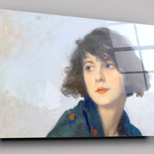 Woman With Green Shawl (1927) Aesthetic Painting By Cyprien Eugene Boulet High Gloss Acrylic Glass Wall Art Ready To Hang