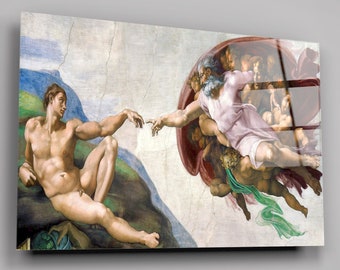 Michelangelo Buonarroti's The Creation Of Adam High Gloss Acrylic Glass Wall Art Ready To Hang