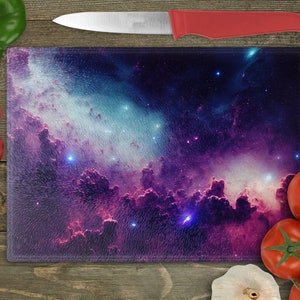 Galaxy With Stars And Space Dust In The Universe Rectangular Glass Cuttingboard, Chopping Board Aesthetic Kitchen Decor