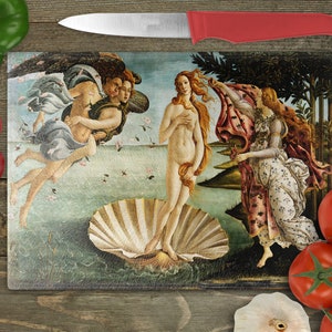 Sandro Botticelli&#39;s The Birth of Venus (1485) Aesthetic Painting Rectangular Glass Cuttingboard, Chopping Board Aesthetic Kitchen Decor