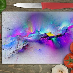 Multicolored Abstract Background Rectangular Glass Cuttingboard, Aesthetic Kitchen Decor