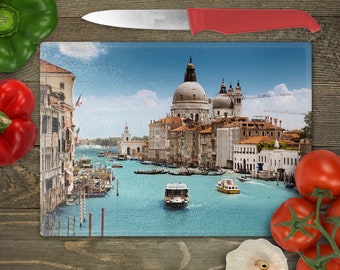 Venice Grand Canal Tempered Glass Cutting Board, Italian Kitchen Decor