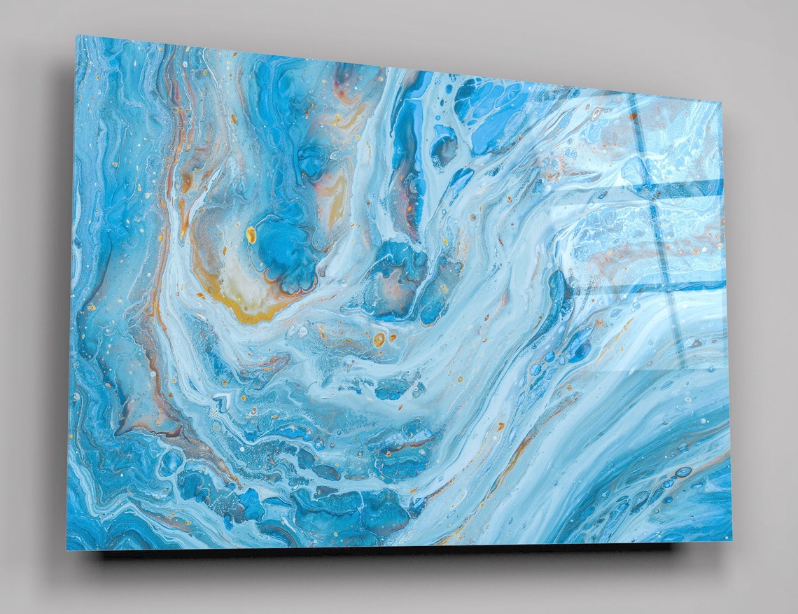 Blue Watersplash Abstract Acrylic Glass Wall Art - Etsy