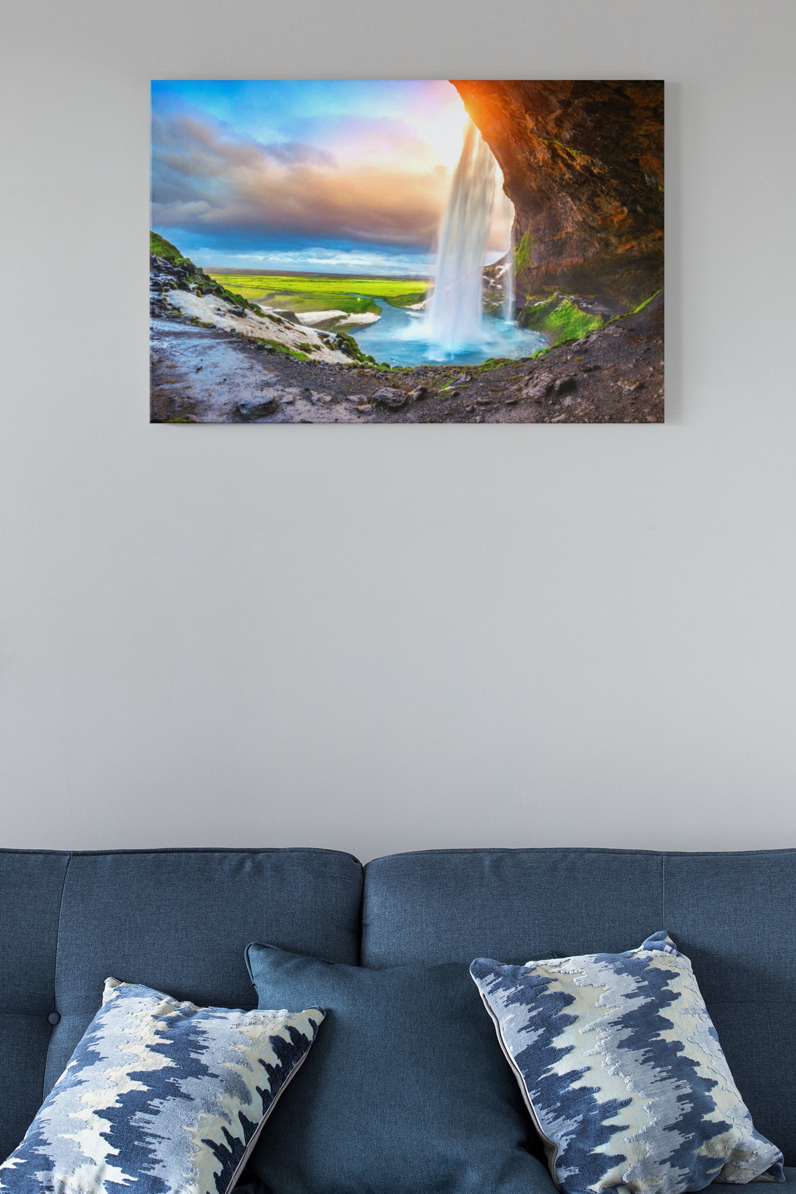 Seljalandsfoss Waterfall Iceland Sunset, High Gloss Acrylic Wall Art - Etsy