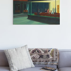 Tableau Toile Nighthawks D'Edward Hopper - Vintage USA - Prêt à Accrocher