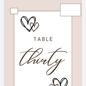 Minimalistic Wedding Reception Table Numbers