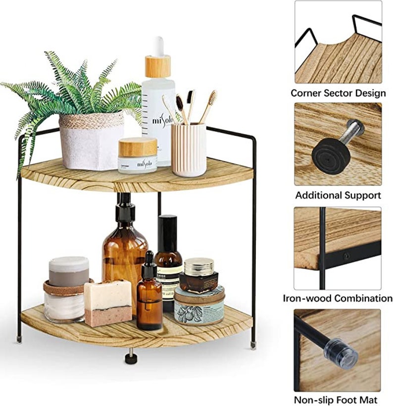 Corner Shelf 2tier Bathroom Counter Organizer Corner Shelves Etsy