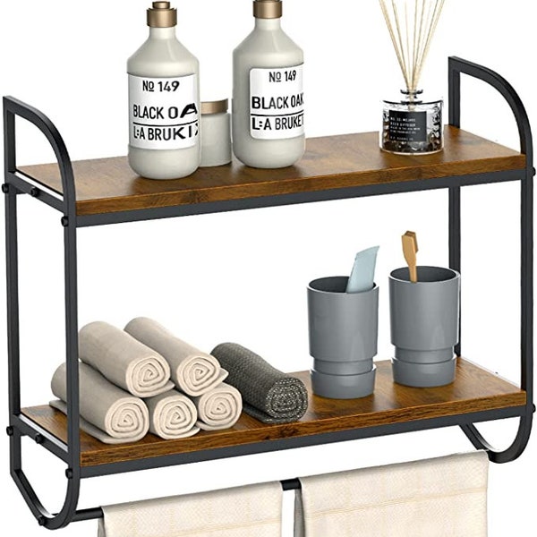 2 Tier Shelf With Towel Bar Etsy