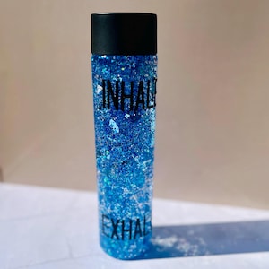 Blue Glitter Sensory Bottle ADHD Calming Glitter Jar Blue Sensory Fidget Bottle Affirmation Gift for Kids School Counselor Calm Down Bottle