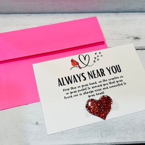 Pocket Hug Always Near You Resin Heart Gift for Mom Daughter Grief Gift Mother’s Day Gift Cardinal Pocket Hug Grieving Long Distance Gift