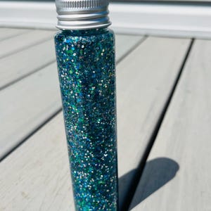 Turquoise Calm Down Bottle Sensory Glitter Jar Sparkly Anxiety Relief Desk Toy ADHD Adult Kids School Counselor Gift Blue Glitter Bottle