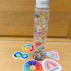 Happy Face Emoji Sensory Bottle for Kid Calm Down Bottle Sensory Glitter Jar Sparkly Anxiety Relief Toy ADHD Adult Gift Stocking Stuffer Kid