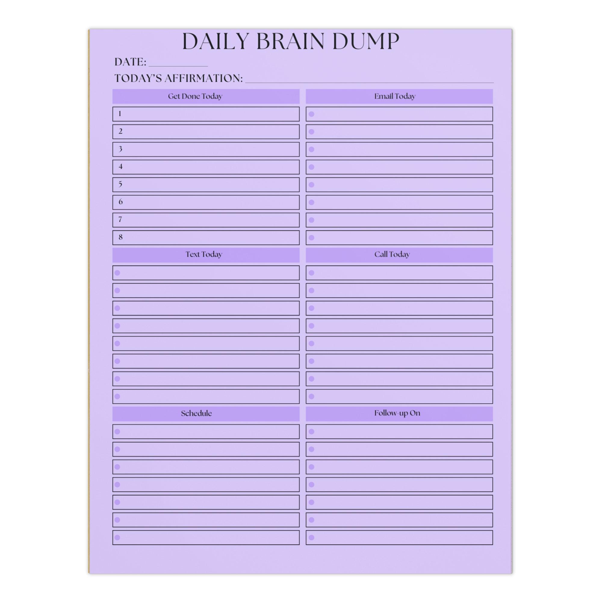 ADHD Brain Dump Notepad: Daily Planner for Task Management & Executive ...