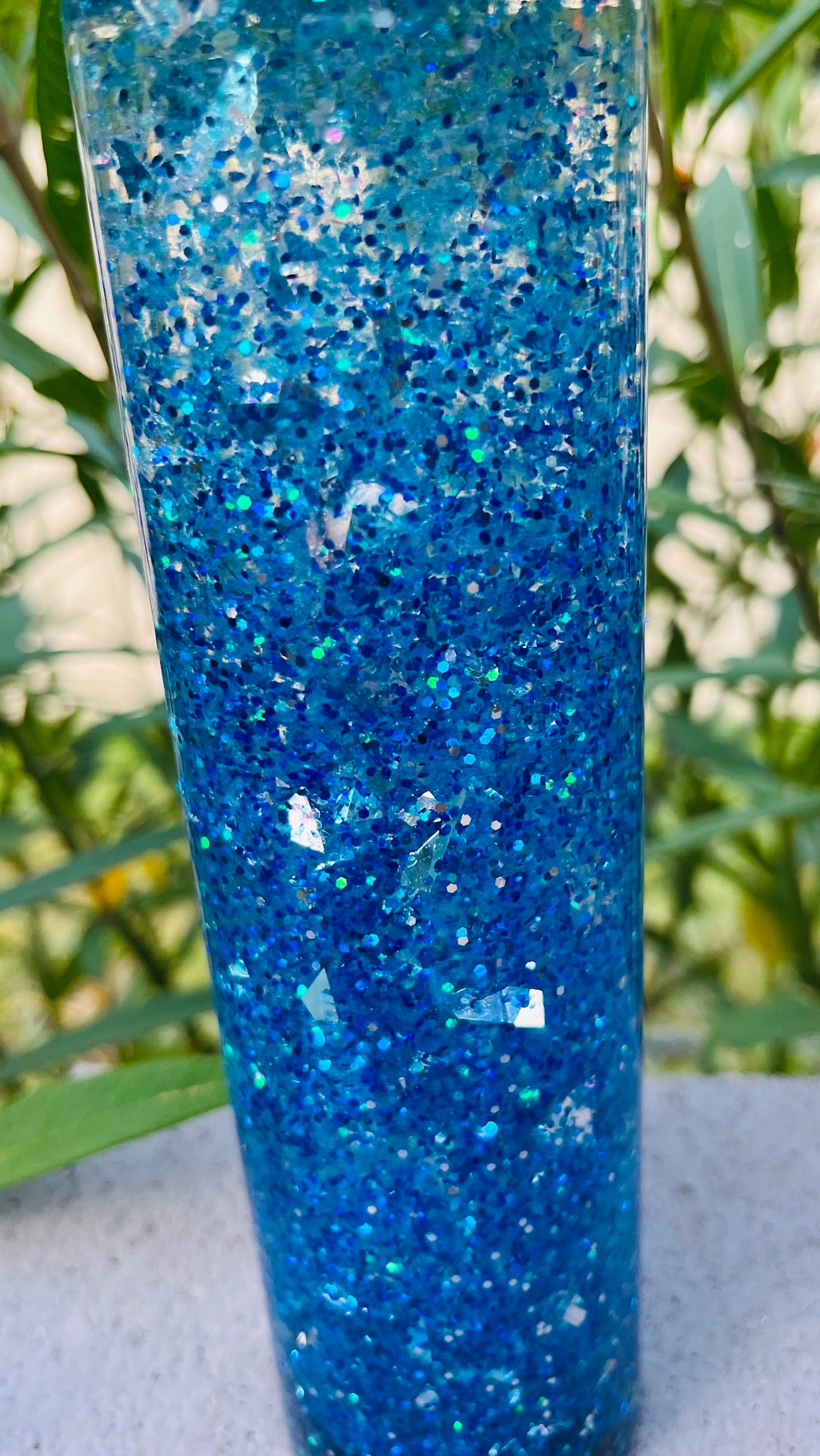 Personalized Blue Silver Glitter Sensory Jar Calm Down Bottle for Kids