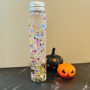 Spooky Calm Down Ghost Bottle Sensory Glitter Sparkly Halloween Anxiety Relief Desk Toy ADHD Adult Glitter Bottle Kids School Counselor Gift