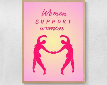 Póster de mujeres apoyando a mujeres, láminas de arte feminista, arte de empoderamiento femenino, arte sobre igualdad de género, arte por los derechos de las mujeres, arte sobre feminismo.