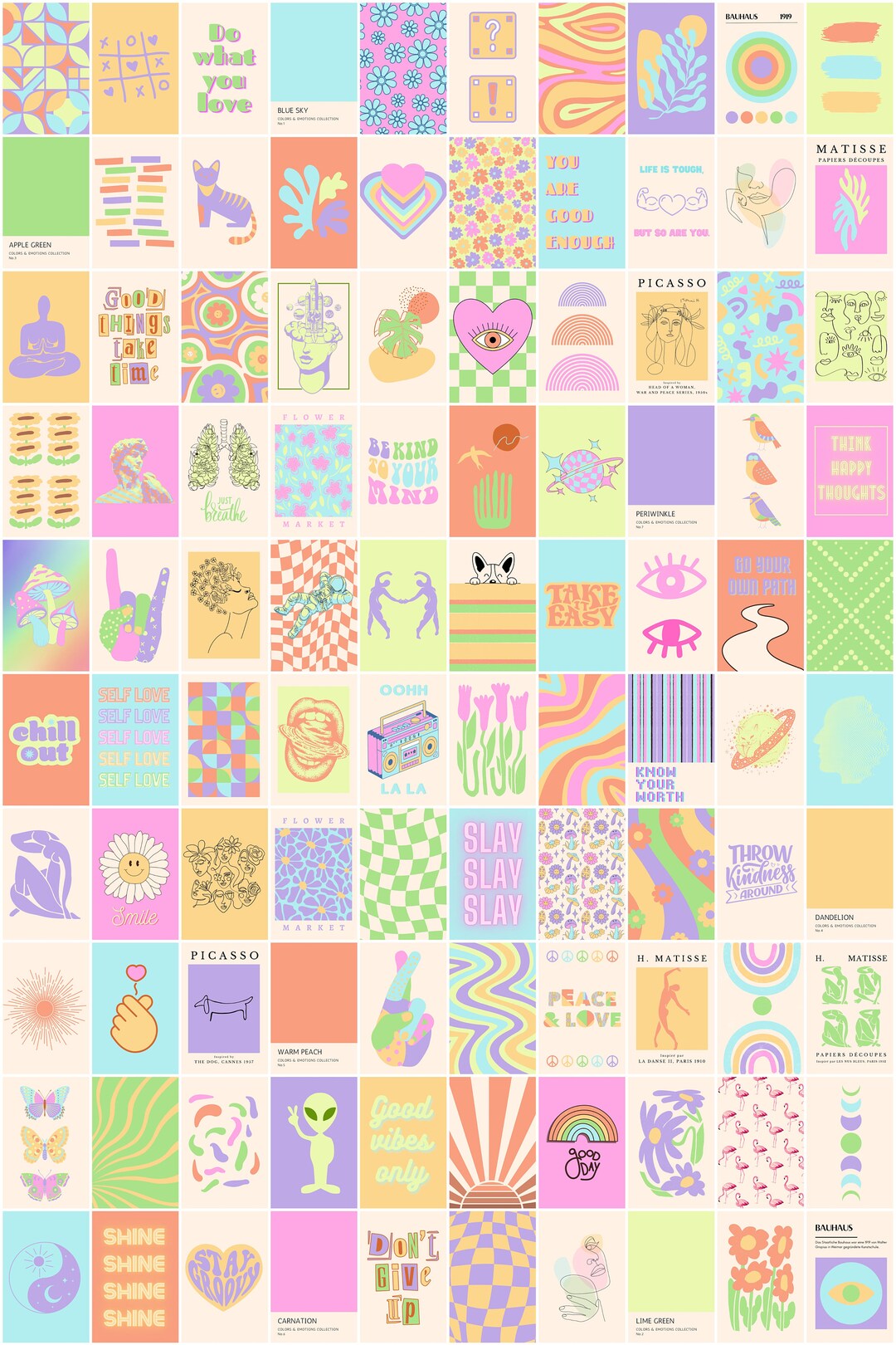 Funky Groovy Wall Collage Kit 100 Pcs Quirky Retro Prints - Etsy