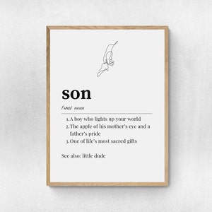 Son definition print, meaningful nursery art, modern minimalist decor, gift for son, gift for boy mom, gift for boy dad, gift for family