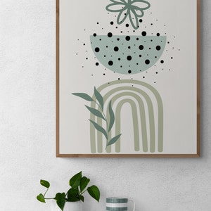 Sage Green Boho Wall Arts, Set of 3, Green Abstract Art Posters, Green ...