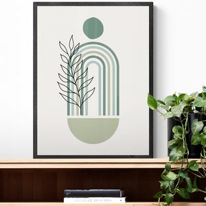 Sage Green Boho Wall Arts Set of 6, Green Abstract Art Posters, Green ...