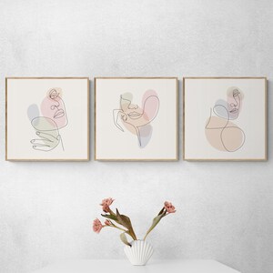minimalist women portraits set of 3 square posters