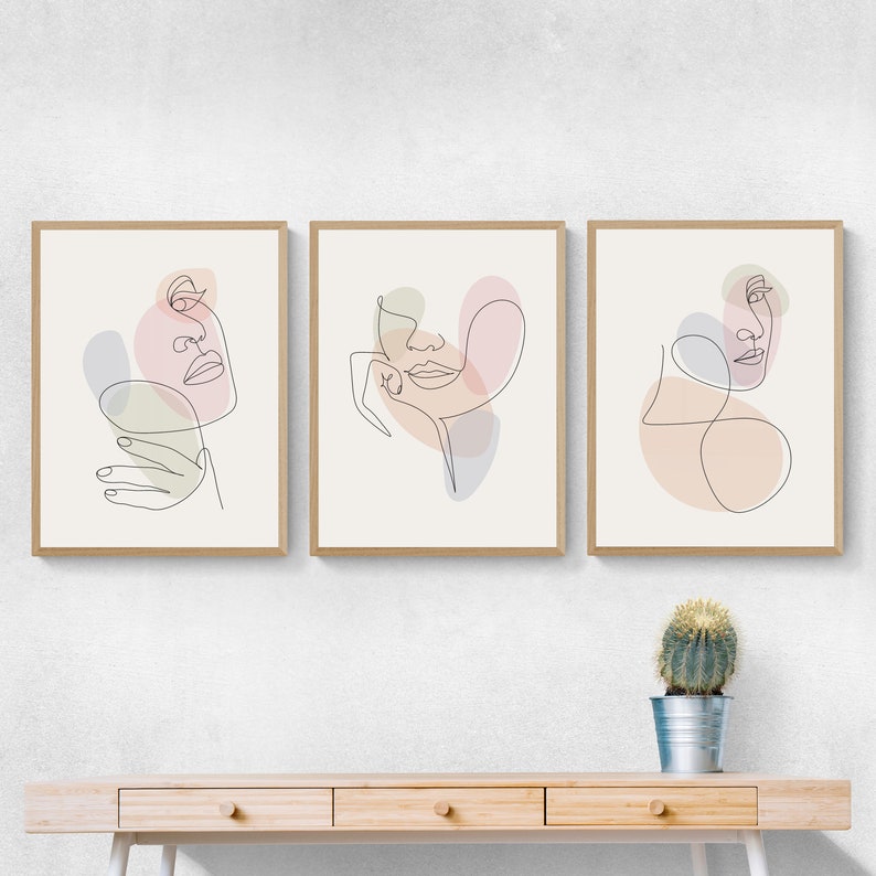 minimalist one line arts of women portraits