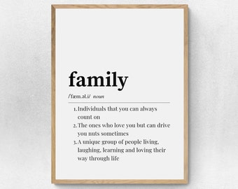 Family definition print, family printable art, modern minimalist decor gift for family members, meaningful gift for parents, wall art gift