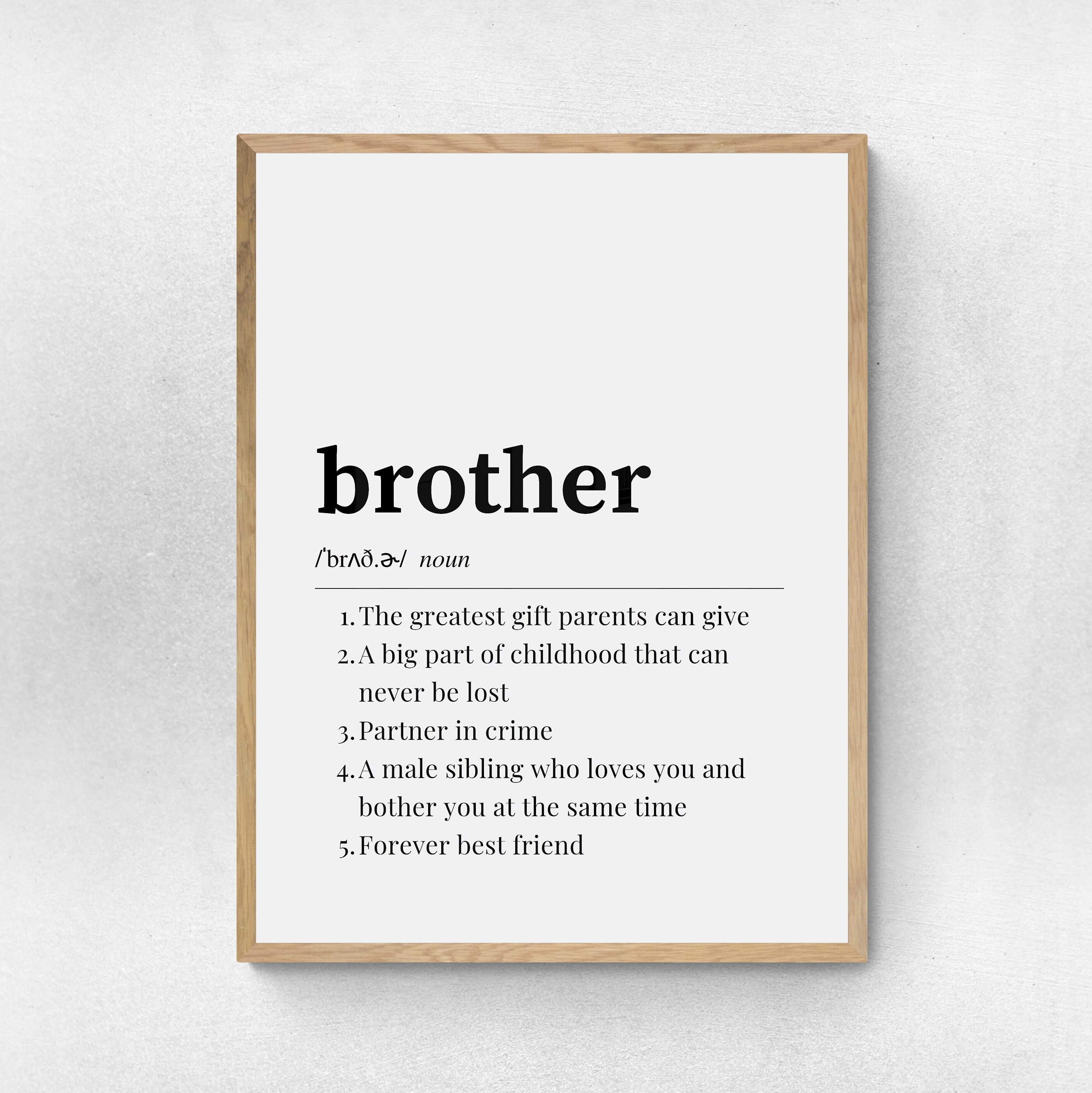 Brother Definition Print, Brotherhood Printable Art, Modern