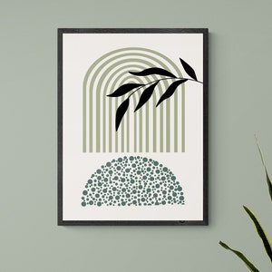 Sage Green Boho Wall Arts Set of 6, Green Abstract Art Posters, Green ...