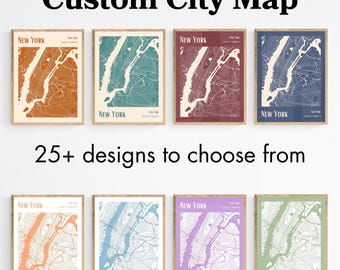 Impresión de mapas de ciudades personalizados, mapas de cualquier ciudad, pósteres de mapas de ciudades personalizados, arte mural de mapas, descarga de mapas digitales, mapas de regalo, mapas de ciudades personalizados