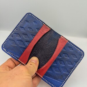 Protector de portero y billetera plegable de cuero vegetal premium / Minimalista / Azul y rojo / Reciclado / Regalo de hockey