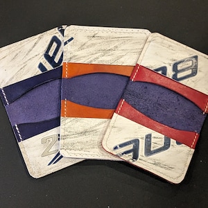 Portefeuille pour gardien de but Portefeuille à deux volets avec cuir végétalien | Oilers | Insulaires | Feuilles d'érable | Eclair | Canadiens | Rangers