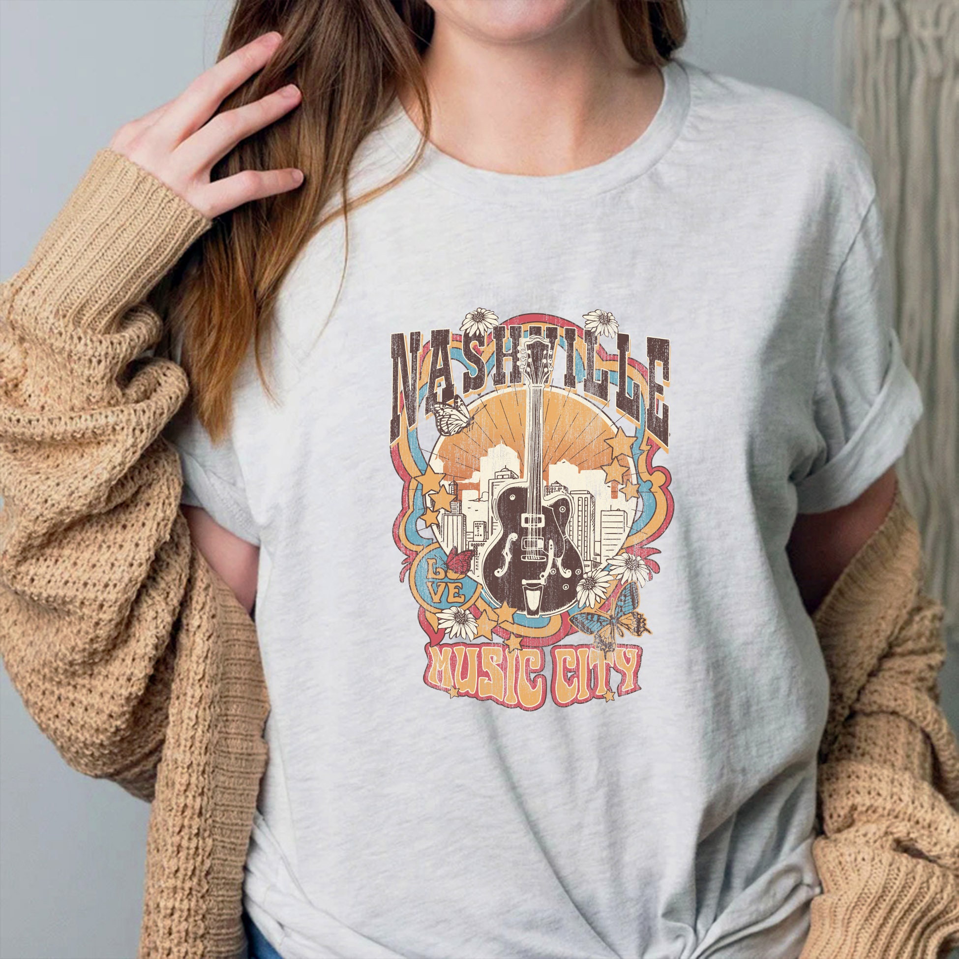 Discover Nashville Music City Tennessee Guitar Shirt | Girls Trip To Nashville T-Shirt